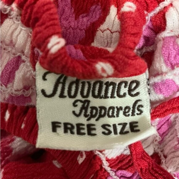 Sundress Boho Breezy Stretchy Smocked Bodice Indian Gauzy Material Red Pink OS - Picture 10 of 16